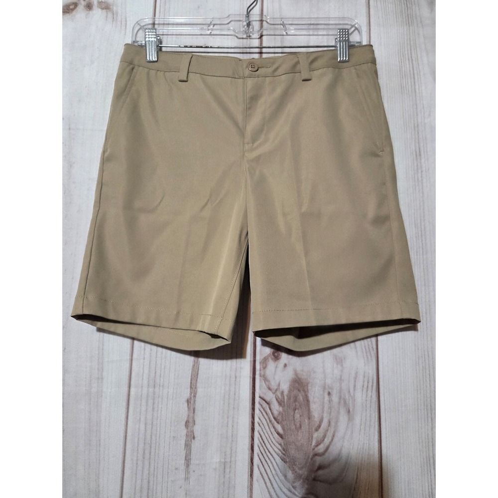 Lands End Girls Khaki Chino Shorts Size 16 Tan Moisture Wicking Adjustable Waist